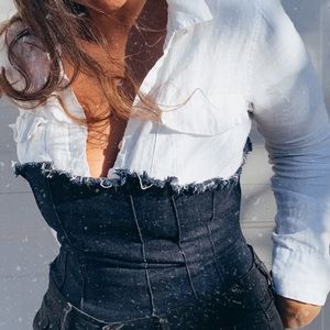 Denim corset top